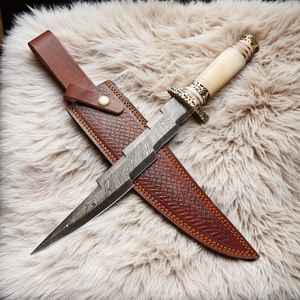 Couteau en acier Damas fait main avec manche en os de chameau, meilleur couteau en acier Damas fait main personnalisé - Product Image 5