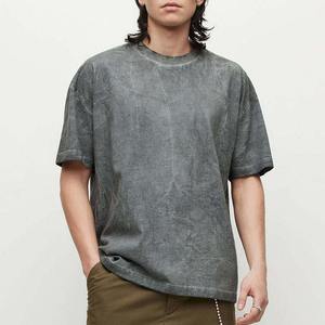 Logo personnalisé Desgin Men 100% Cotton Tshirt Oversized Drop Shoulder Vintage Washed Blank Ribbed Crewneck Tshirt for Men - Product Image 1