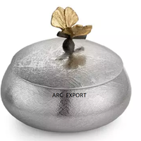 Meilleure qualité vaisselle de table boîte à bonbons fantaisie concepteur couleur or forme ronde servant des bocx sucrés pour restaurant nouvelle boîte à bonbons de luxe