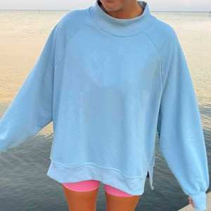 Professional Quality Women's Custom Embroidered <b>Mock</b> <b>Neck</b> Sweatshirt Casual 100% Cotton Long Sleeve Pullover <b>Tops</b> for Ladies - Product Image 1