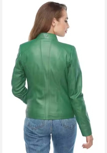 Veste de motard en cuir de vachette véritable pour femmes avec cuir gaufré nouvelle veste de moto en cuir de peau de serpent de Style Vintage - Product Image 2