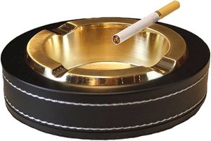 Solid Metal & Lather <b>Ashtray</b> with Table Ware Home Office Smoking Accessories Creative Customizable Living Room Trendy <b>Ashtray</b> - Product Image 2