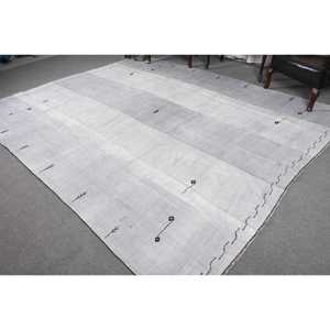 Alfombra Vintage de 9x10.8 pies, Alfombra Turca Extra Grande, Alfombra Gris con Diseño de Patchwork - Product Image 3