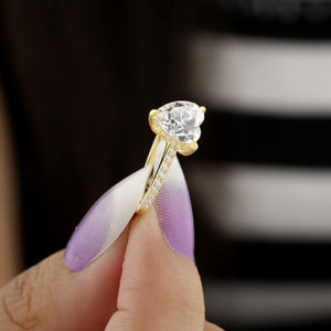 Anillo de compromiso de diamante en forma de corazón cultivado en laboratorio, Plata de ley de lujo con certificado IGI, diseño oculto de Halo Pave, regalo para mujer - Product Image 2