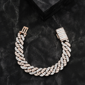 Ice Out VS1 12 quilates Moissanite Baguette corte rodio plateado boda moda pulsera de eslabones cubanos para Unisex 925 plata esterlina - Product Image 2