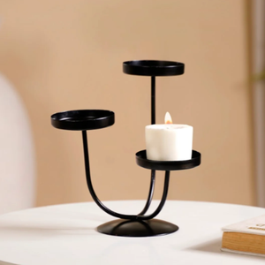 <b>Black</b> Colored Stylish Modern <b>Candlestick</b> Attractive Designer Tealight Metal Candle <b>Holder</b> Modern Home Lighting Accessories - Product Image 3