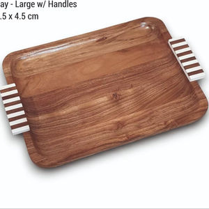 Bandeja de Servir de Madera 100% Natural con Asa, Bandeja de Servir Ecológica, Estilo Moderno y Seguro, Decorativa para Desayuno de Boda Real - Product Image 1