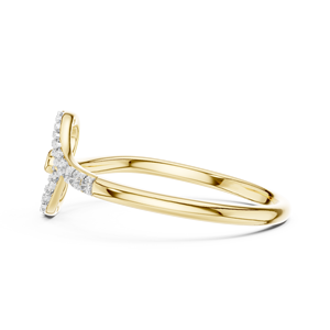 Bague Art Déco en Or Jaune 14K avec Diamant de Laboratoire Taille Ronde Brillante en Forme de Cœur Pavé DEF VVS, Fabricant Grossiste - Product Image 5