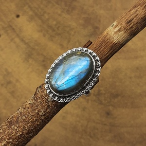 Labradorite Gemstone Beautiful Bohemian Rava Work 925 Sterling Silver Artisan <b>Crafted</b> <b>Ring</b> Labradorite Gemstone <b>Ring</b> - Product Image 2