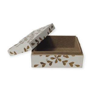 Custom Square Storage <b>Box</b> <b>With</b> <b>Lid</b> at Factory Price <b>White</b> & Brown Inlay Resin and MDF for Home Decoration & Holiday Gift India - Product Image 1