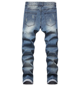 Nouvelle mode pour hommes, jeans noirs skinny slim en coton déchiré avec trous, pantalons décontractés pour hommes, pantalons denim Hip Hop de service OEM - Product Image 2