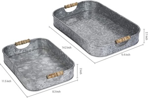 Plateau métallique d'emboîtement rectangulaire galvanisé utilisation pour la maison hôtel Bar mariages Occasions nouveaux Designs acheteurs commerciaux fait à la main - Product Image 4