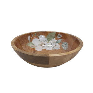 Bol à fruits décoratif en bois de forme ronde pour la cuisine et les plats de table et les collations, bols de service faits à la main - Product Image 5