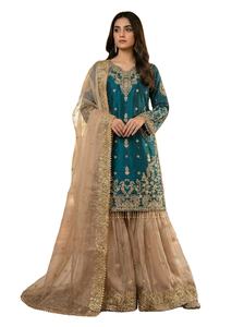 ชุดสาหรี่กะมีซผ้าไหม GMY แท้เนื้อหนา ปักลายและประดับด้วยเลื่อม เหมาะสำหรับงานแต่งงาน/งานเลี้ยง/งานต้อนรับ/ชุดเดรสแบบดั้งเดิม - Product Image 1