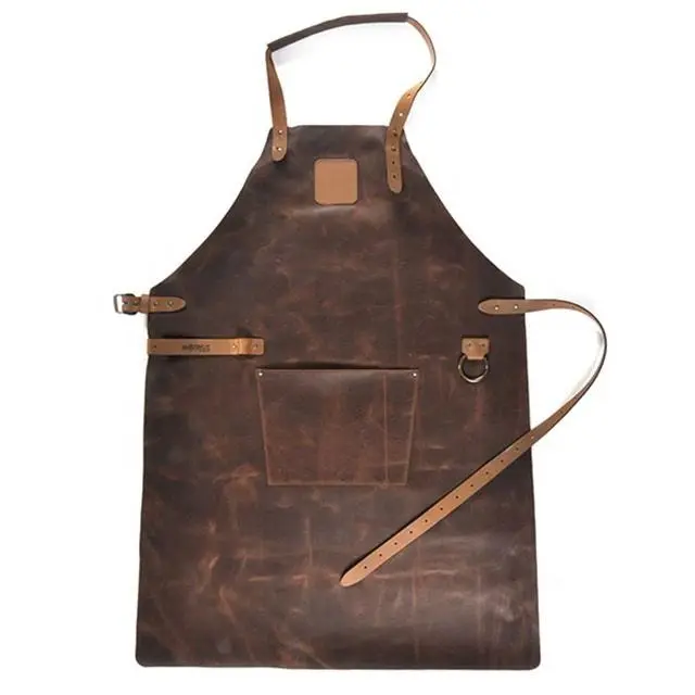 Tablier en cuir de chef de cuisine avec logo personnalisé Tablier de travail en cuir pour hommes et femmes de haute qualité