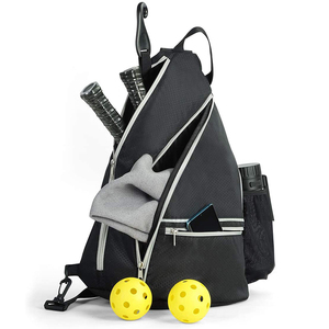 กระเป๋า pickleball กระเป๋าสะพายไหล่เทนนิสสำหรับทุกเพศดีไซน์สุดหรูสีดำกระเป๋าไม้พายพิคเกิลบอลจุได้เยอะ - Product Image 5