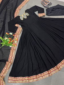 Nuevo diseñador indio étnico vestido de fiesta Look Faux Georgette con bordado pesado vestido de trabajo de lentejuelas parte inferior con vestido Dupatta - Product Image 4