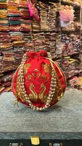 Hecho a mano para mujer, pavo real bordado dorado, Potli, estilo de moda, recuerdo de boda Vintage, regalo de devolución para invitados, estilo indio - Product Image 6