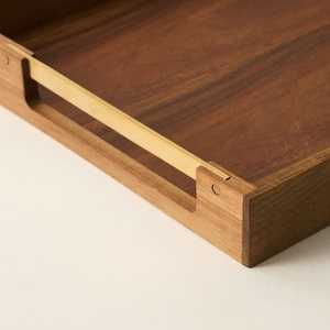 Plateau de service alimentaire de forme personnalisée de meilleure qualité avec poignée fini noyer pour la maison hôtel restaurant utilisation plateau de service en gros - Product Image 6