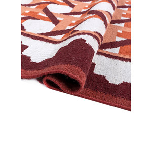 Alfombra Clásica de Lana Alhambra Roja Naranja Hecha a Mano con Tejido Plano para el Hogar ADWL-13304 Modelo Rectangular para Pasillo y Dormitorio Alfombra de Yute - Product Image 2
