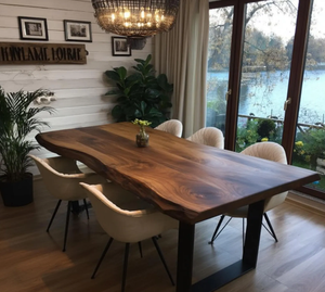 KALATRI Live Edge Walnut <b>Square</b> Solid Wood Handmade Eco-Friendly Assembled <b>Kitchen</b> Dining <b>Table</b> Custom Rustic Farmhouse Modern - Product Image 4