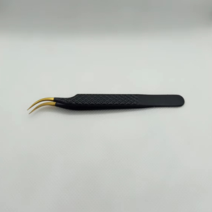 Las mejores pinzas de pestañas de acero inoxidable de precisión, Juego de puntas de fibra antiestática con luz LED, 4 piezas, herramientas de extensión de pestañas - Product Image 2