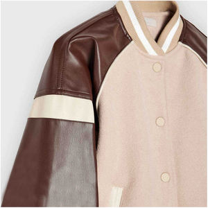 Veste Letterman Varsity personnalisée 100% en laine manches en cuir de vachette d'origine grande taille coton rempli de matériel d'automne imprimé - Product Image 3