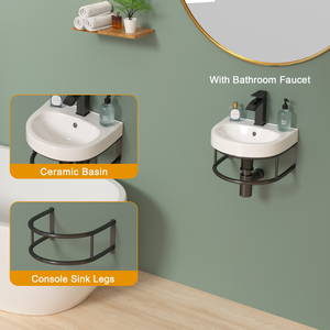 Free Shipping USA Stock White Ceramic Wash Basin Wall Hung Art Basin Modern <strong>Bathroom</strong> <strong>Sinks</strong> Wall Mount Hand Washing <strong>Bowl</strong> - Product Image 6