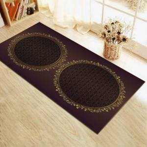 Alfombra de Oración Color Borgoña: Tapete Religioso con Detalles Dorados, Lavable a Máquina, Alfombra Delgada No Tejida - Product Image 5