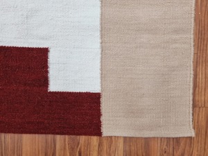 Tapis rectangulaire en laine acrylique à motif géométrique, tissage plat, style kilim, fait main, pour salon, usage domestique - Product Image 5