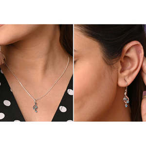 CLARA Juego de Collar y Pendientes de Plata de Ley 925 con Colgante Valentina, Joyería Fina para Mujer - Product Image 6