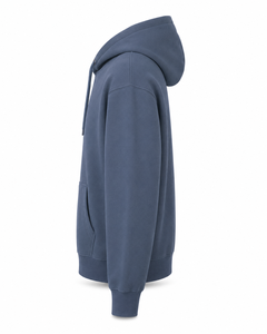 Sweat à capuche bleu ardoise coupe droite personnalisable avec logo, épaules tombantes, en molleton de coton épais, style streetwear avec poche pour homme - Product Image 6