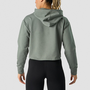Sudadera Corta con Capucha para Mujer al por Mayor, Corte Regular, Personalizada, Ropa Urbana para Mujer, Sudadera Corta de Felpa Suave para Mujer - Product Image 3