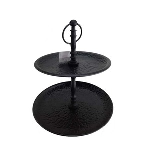 แท่นวางเค้กอลูมิเนียม2ชั้นดีไซน์ทันสมัยสำหรับงานเลี้ยงวันเกิดเค้กสีดำ - Product Image 1