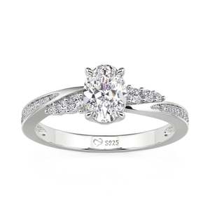 Anillo de compromiso Jeulia con corte ovalado en plata de ley - Product Image 2