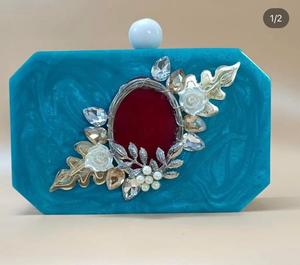 Diseño único señoras resina metal monedero marco bolso de mano monederos y bolsos de lujo para damas mujeres embrague indio hecho a mano - Product Image 6