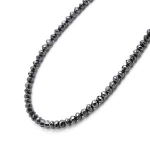 Black Diamond Faceted Rondelle <b>Beads</b> 2-3mm Sparkling Fine Beaded <b>Necklaces</b> - Product Image 2