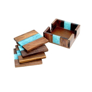 <b>Epoxy</b> decorative <b>Resin</b> Coasters Set With Ocean Decorative Gift with handmade use best quality <b>resin</b> color and natural wood color - Product Image 3