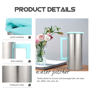 Jarra de acero inoxidable de calidad excepcional con taza para beber con acabado pulido para servir bebidas calientes o frías - Product Image 4