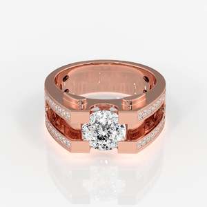Anillo de Oro Amarillo de 9K para Hombre con Diamante Cultivado en Laboratorio con Corte Portugués - Product Image 6
