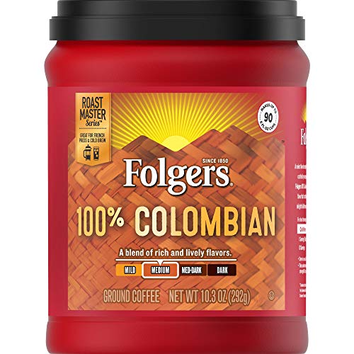 Folgers 100% обжаренного молотого кофе среднего размера в Колумбии, 10,3 унций