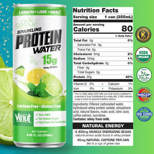 Bebida de Jugo VINUT Protein 15g con Aroma Espumoso a Lima, Limón y Menta, 250 ml, OEM, ODM, Marca Privada, Fábrica de Bebidas de Vietnam, Muestra Gratuita - Product Image 4