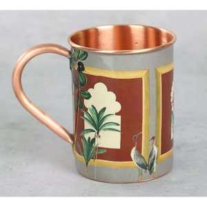 Mug en cuivre imprimé par des designers, de haute qualité, avec des illustrations indiennes vibrantes, pour une collection de vaisselle unique, au prix de gros - Product Image 4