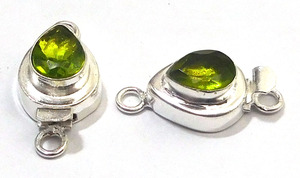 Broche de Plata de Ley 925 y Chapado en Oro de 18K con Piedra Preciosa de Peridoto Prem Bhaya, Forma de Hoja para Fabricación de Joyas, 1-3 Hilos, B750, 23X12X10MM - Product Image 2