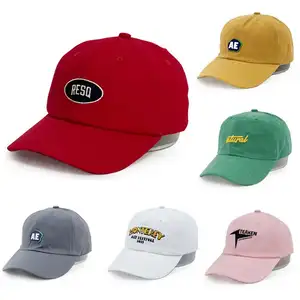 Grosir kustom bordir Logo tambalan 6 pesawat katun robek topi olahraga Golf bisbol topi ayah topi