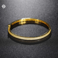Bracelet jonc fin Hiphop minimaliste en moissanite, plaqué or et argent sterling 925, accessoire de luxe unisexe pour soirée