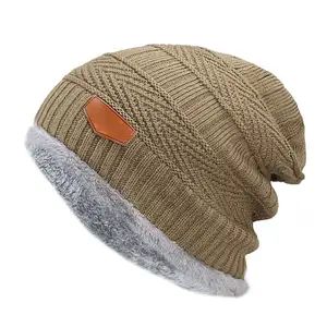 Beanies kış şapka kadın örgü şapkalar erkekler için kap kış bere şapka Gorro kalın sıcak Brimless kürk kaput erkek kap