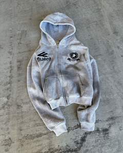 ชุดเซ็ตเสื้อฮู้ดดี้ผู้ชายแบบมีฮู้ด สไตล์ซันเฟด ลวดลายฟอกสีแบบแอซิดวอช กางเกงวอร์มทรงดิสเทรส ปักลาย ซิป ระบายอากาศได้ดี - Product Image 2