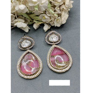 Pendientes llamativos de estilo indio tradicional para mujer con detalles finos y elementos brillantes de alto brillo de la India - Product Image 4