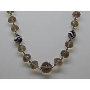 Collar de cuentas finas de Plata de Ley 925, joyería de piedras preciosas naturales de cuarzo limón ahumado brillante genuino, regalo para ella - Product Image 1